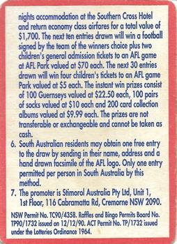 1991 Scanlens Stimorol #168 Competition Details Card Back